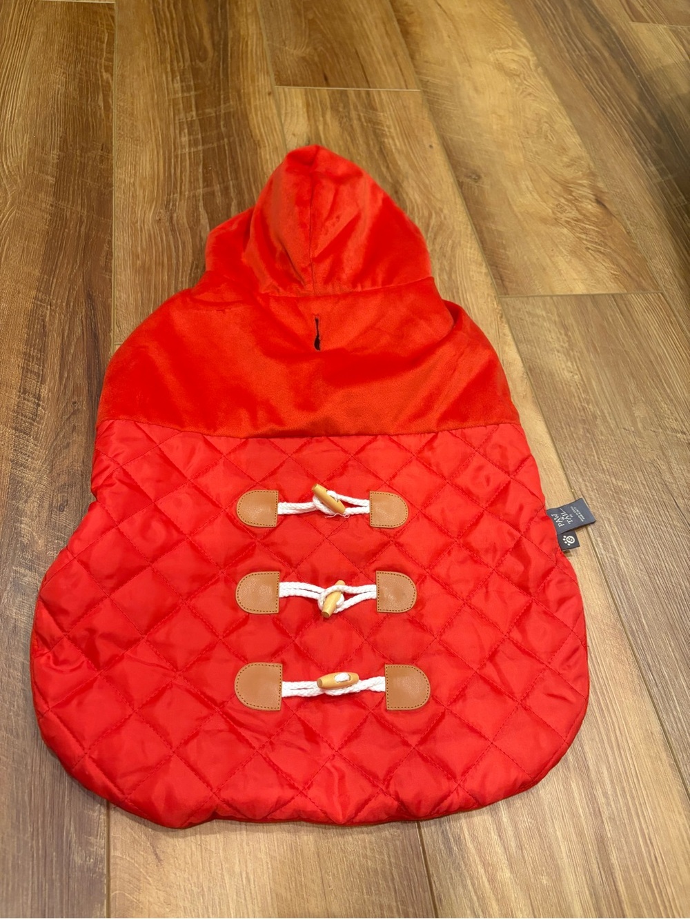 Paw & Tail Red Quilted Dog Coat with Hood – Medium